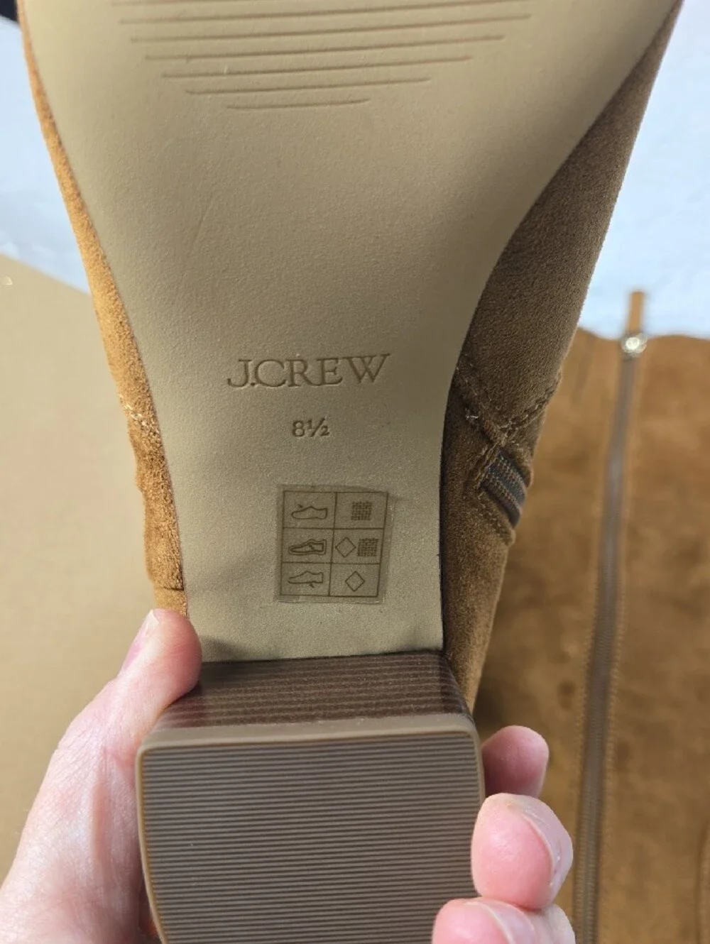 NIB-J. Crew Warm Brandy Suede Knee High Block Heel Boots